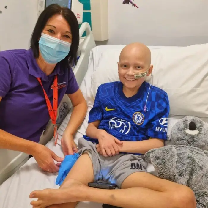 Family Support Worker Sarah with Josh on oncology ward